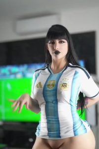 Demon Mika Seducing In Her Argentina Shirt