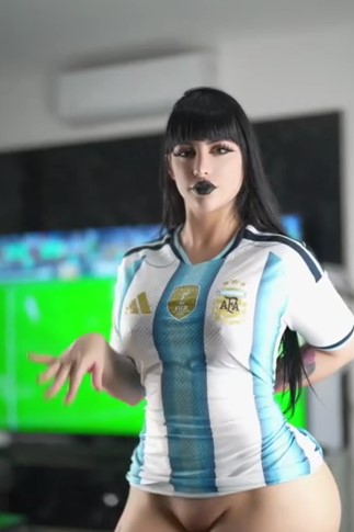Demon Mika Seducing In Her Argentina Shirt